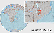 Gray Location Map of Nkanda, hill shading