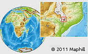 Physical Location Map of Nkanda, highlighted country, highlighted parent region