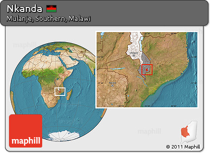 Satellite Location Map of Nkanda, highlighted country, highlighted grandparent region