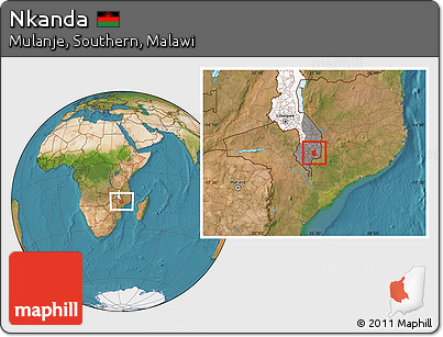 Satellite Location Map of Nkanda, highlighted country, highlighted grandparent region