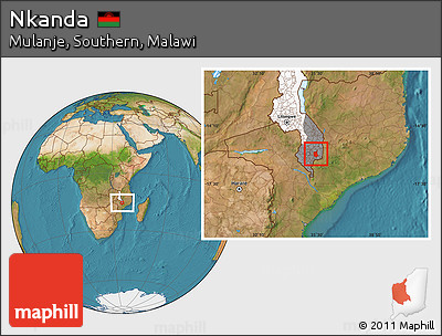 Satellite Location Map of Nkanda, highlighted country, highlighted grandparent region