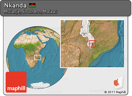 Satellite Location Map of Nkanda, highlighted country, highlighted parent region