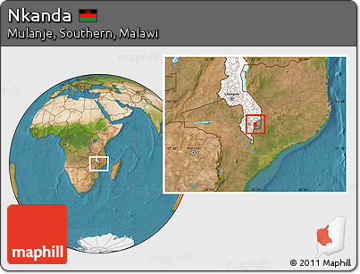 Satellite Location Map of Nkanda, highlighted country, highlighted parent region