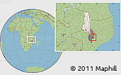 Savanna Style Location Map of Nkanda, highlighted country, highlighted grandparent region, within the entire country