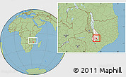 Savanna Style Location Map of Nkanda, highlighted grandparent region, within the entire country