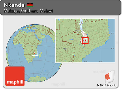 Savanna Style Location Map of Nkanda, highlighted grandparent region