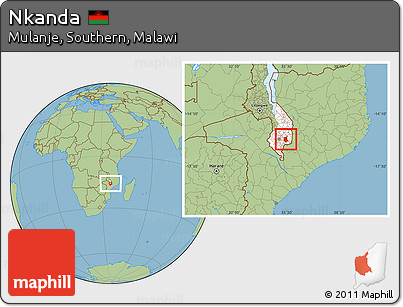 Savanna Style Location Map of Nkanda, highlighted grandparent region