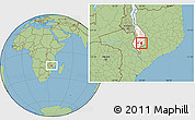 Savanna Style Location Map of Nkanda, highlighted grandparent region