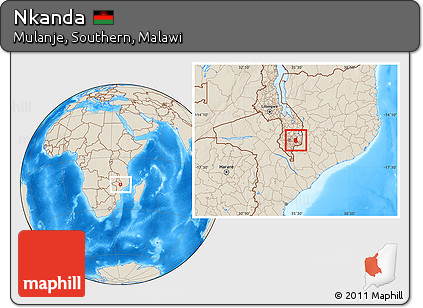 Shaded Relief Location Map of Nkanda