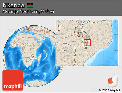 Shaded Relief Location Map of Nkanda