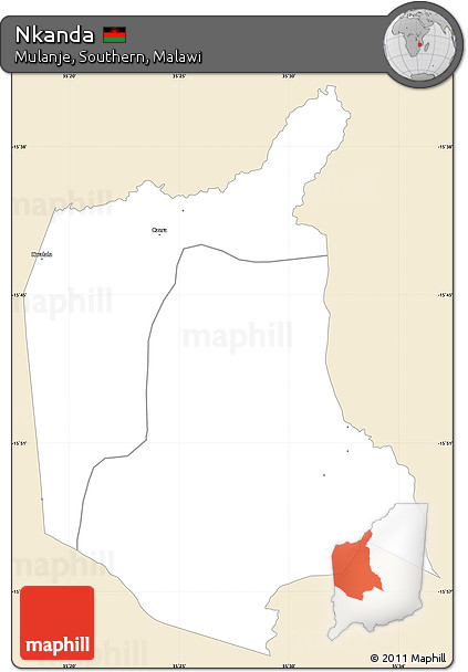 Classic Style Simple Map of Nkanda, single color outside