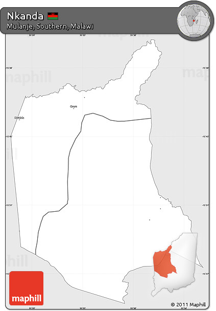 Silver Style Simple Map of Nkanda, single color outside