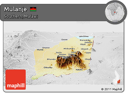 Physical Panoramic Map of Mulanje, lighten, desaturated