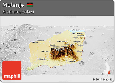 Physical Panoramic Map of Mulanje, lighten, desaturated