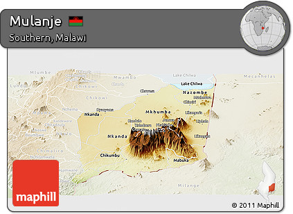 Physical Panoramic Map of Mulanje, lighten