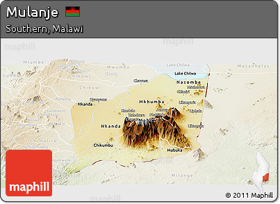 Physical Panoramic Map of Mulanje, lighten