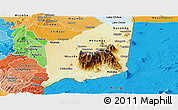 Physical Panoramic Map of Mulanje, political shades outside