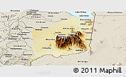 Physical Panoramic Map of Mulanje, shaded relief outside