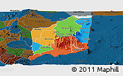 Political Panoramic Map of Mulanje, darken