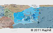 Political Shades Panoramic Map of Mulanje, semi-desaturated