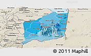 Political Shades Panoramic Map of Mulanje, shaded relief outside
