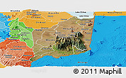 Satellite Panoramic Map of Mulanje, political shades outside
