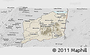 Shaded Relief Panoramic Map of Mulanje, desaturated