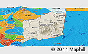 Shaded Relief Panoramic Map of Mulanje, political outside