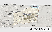 Shaded Relief Panoramic Map of Mulanje, semi-desaturated