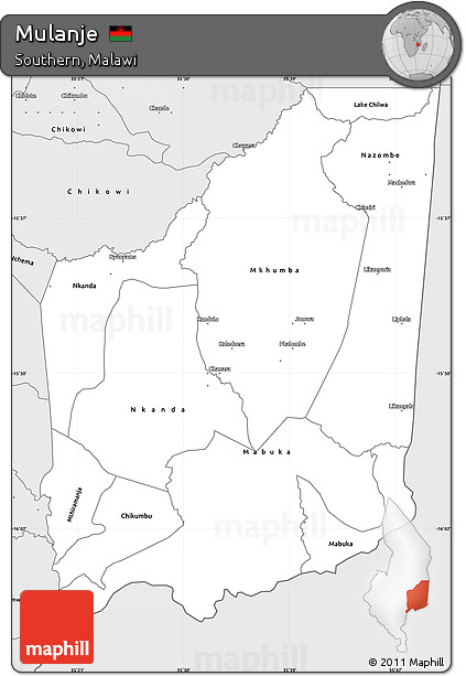 Silver Style Simple Map of Mulanje