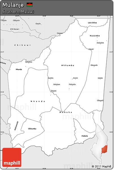 Silver Style Simple Map of Mulanje