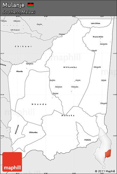 Silver Style Simple Map of Mulanje