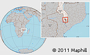 Gray Location Map of Nchilamwela, highlighted country, highlighted parent region
