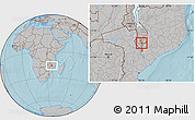 Gray Location Map of Nchilamwela, hill shading
