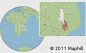 Savanna Style Location Map of Nchilamwela, highlighted country, highlighted grandparent region, within the entire country