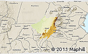 Physical 3D Map of Mlumbe, shaded relief outside