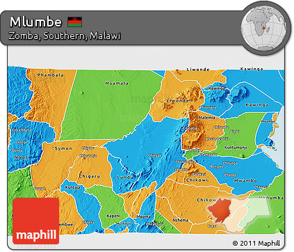 Political 3D Map of Mlumbe
