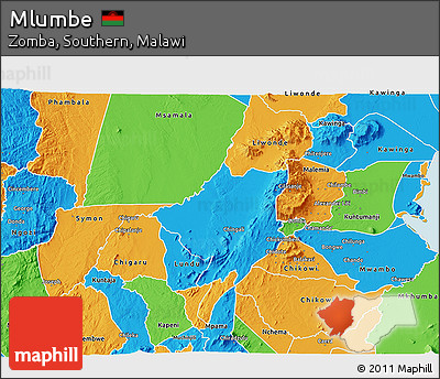 Political 3D Map of Mlumbe