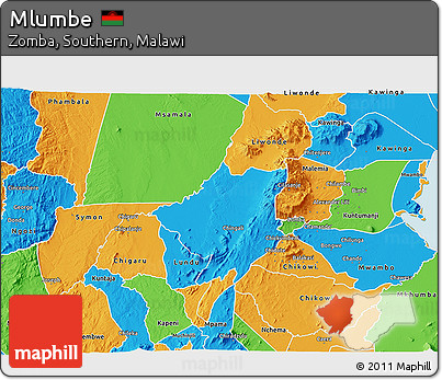 Political 3D Map of Mlumbe