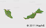 Satellite 3D Map of Malaysia, cropped outside