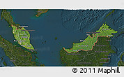 Satellite 3D Map of Malaysia, darken