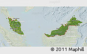 Satellite 3D Map of Malaysia, lighten