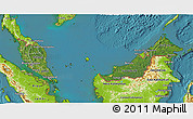 Satellite 3D Map of Malaysia, physical outside, satellite sea