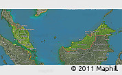 Satellite 3D Map of Malaysia, semi-desaturated, land only
