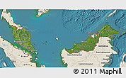 Satellite 3D Map of Malaysia, shaded relief outside, satellite sea