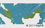 Satellite 3D Map of Malaysia, single color outside