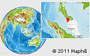 Physical Location Map of Kedah, highlighted country