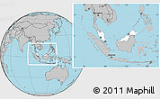 Blank Location Map of Malaysia, gray outside