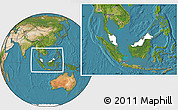 Blank Location Map of Malaysia, satellite outside