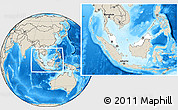 Blank Location Map of Malaysia, shaded relief outside